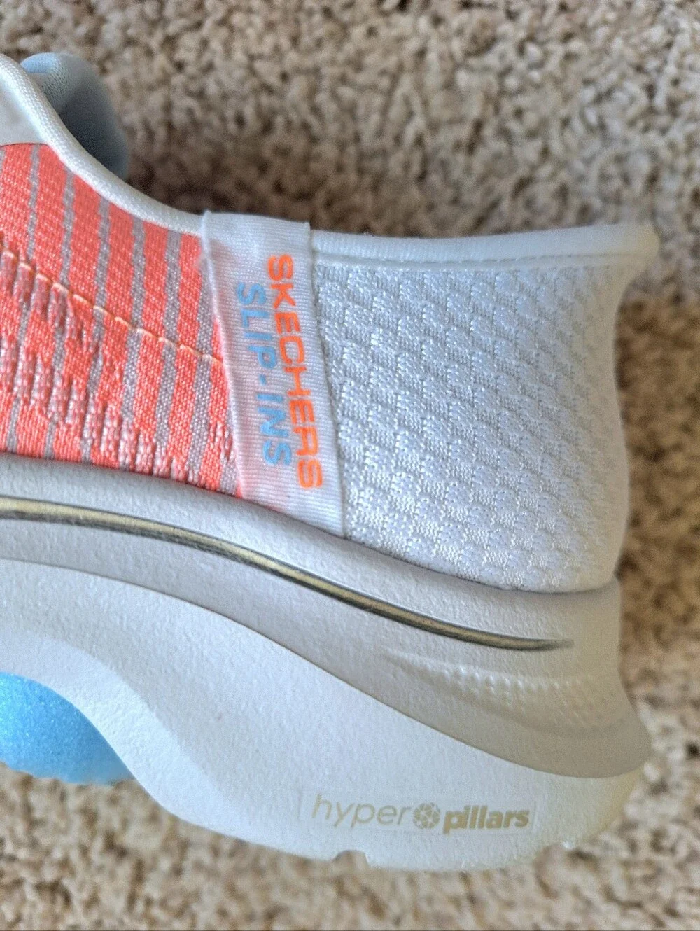 Skechers Go Walk 7 Adel Women's Cushioned Step In Sneakers White/Orange Size 7.5
